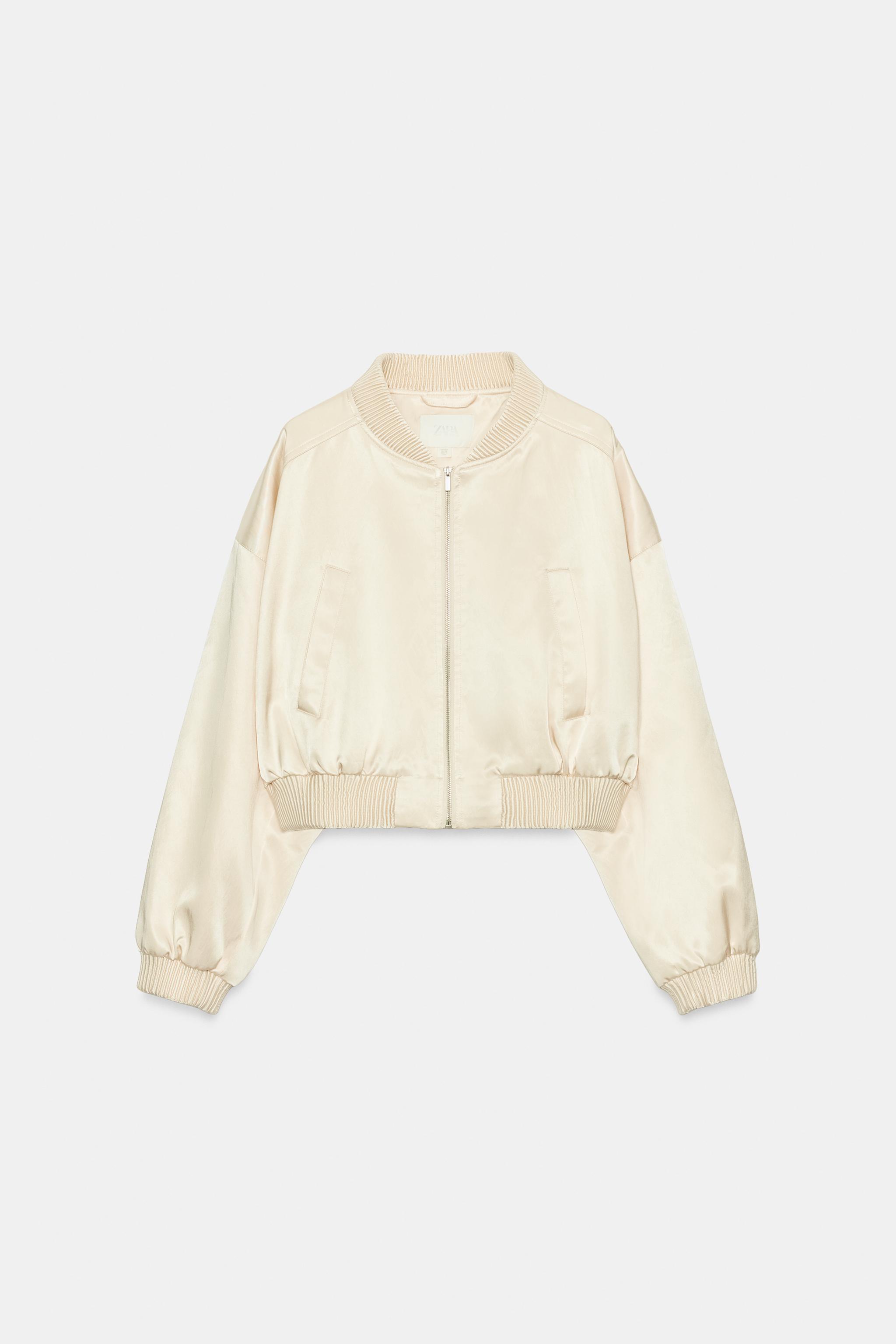CROPPED SATIN BOMBER JACKET